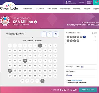 CrownLotto betting interface