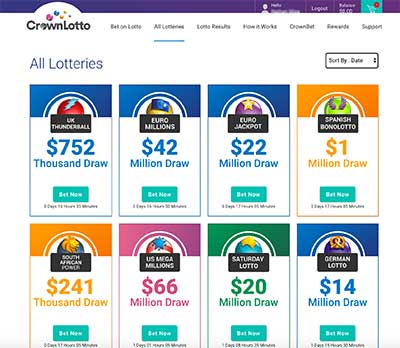 Which lotteries can I play at CrownLotto?